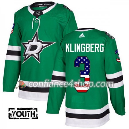 Adidas Maillot de Hockey Dallas Stars John Klingberg 3 2017-2018 Kelly Vert USA Flag Fashion Authentic - Enfant